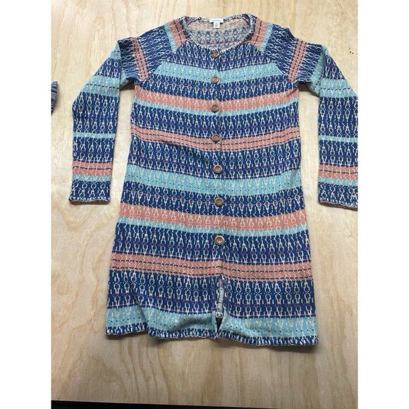 Sundance Sweaters - Sundance Merino Wool Knit Cardigan Duster Colorful XS Wood Buttons Shoreline EUC